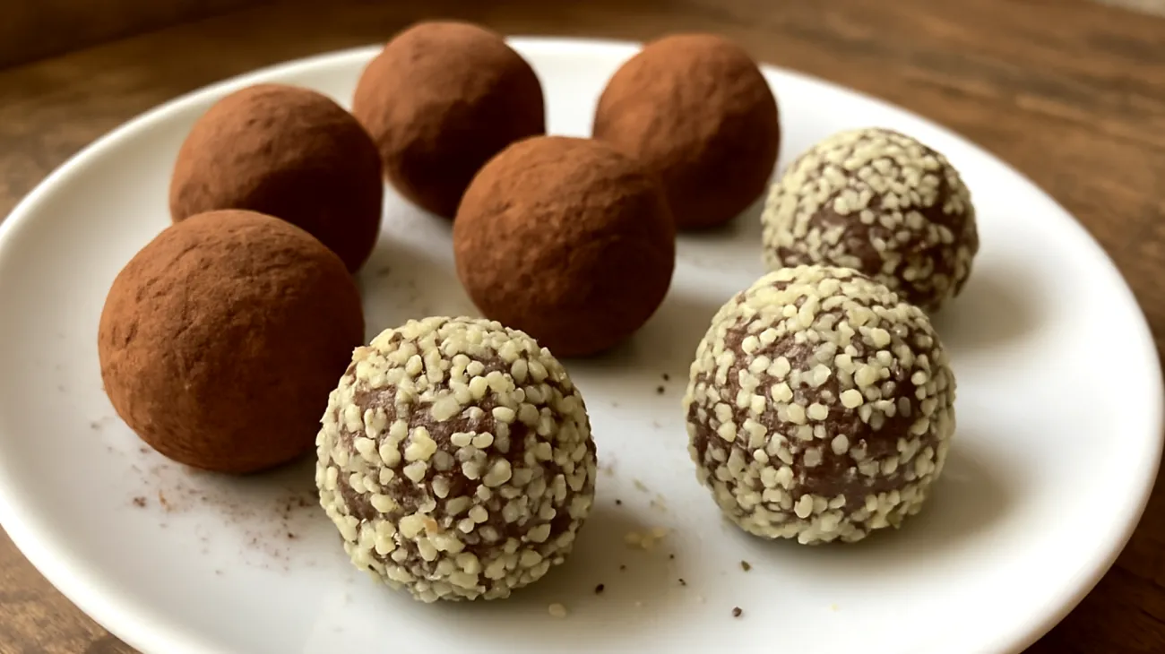 Tahini-Dattel-Energiebällchen mit Hanfsamen und Kakao"