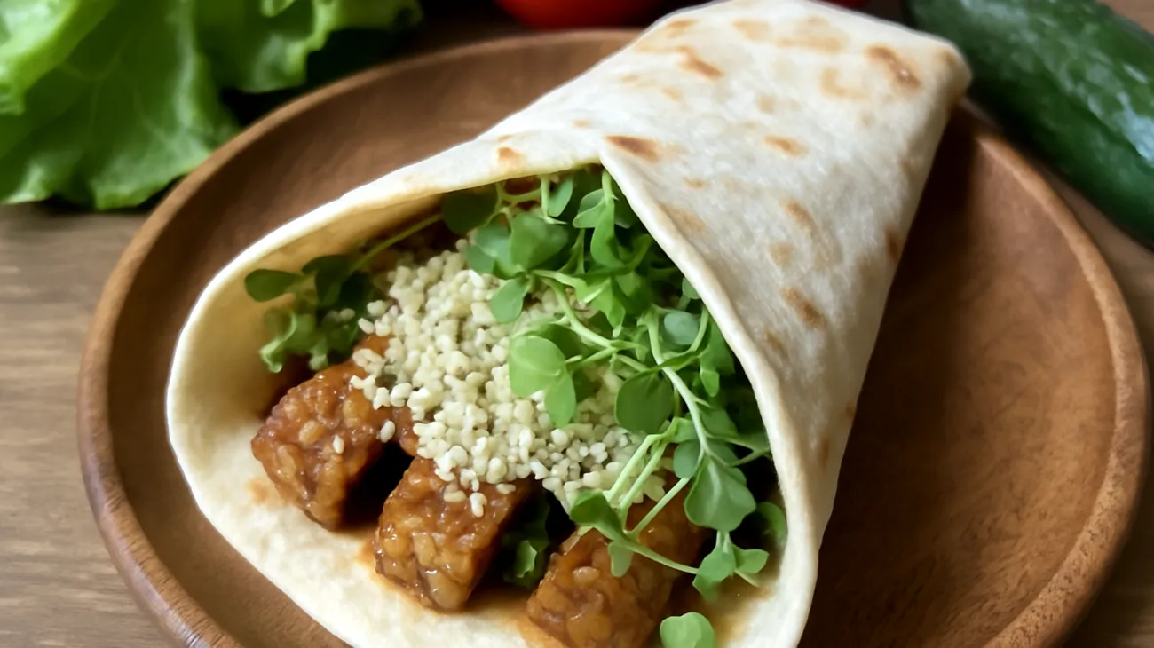 Tempeh-Wraps mit Hanfsamen und Mikrogrün"